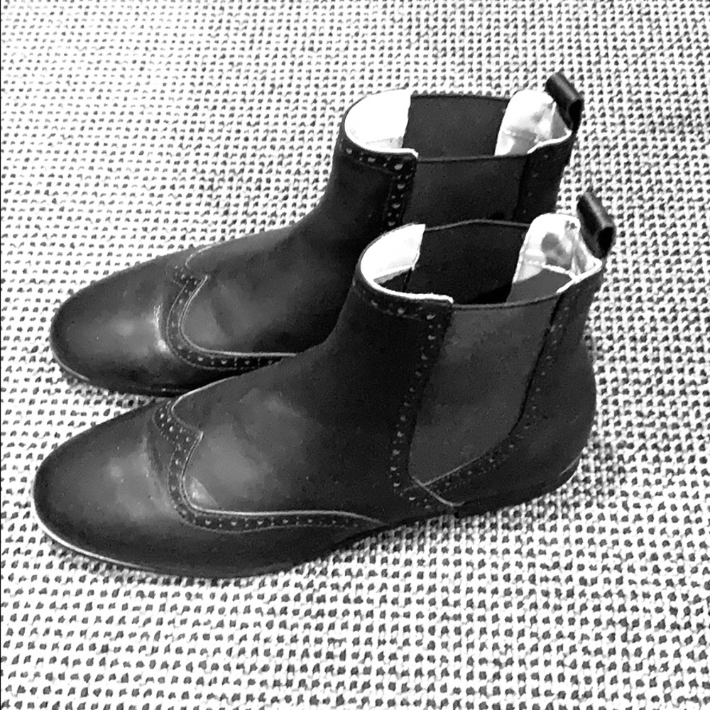 Black leather booties